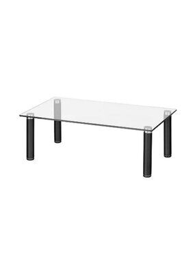 NEW mDesign Flat Clear Glass Modern Platform Large Laptop Computer Riser Shelf
